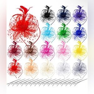 13 piece tea party/derby hats. The colors available are the pic on the counter.